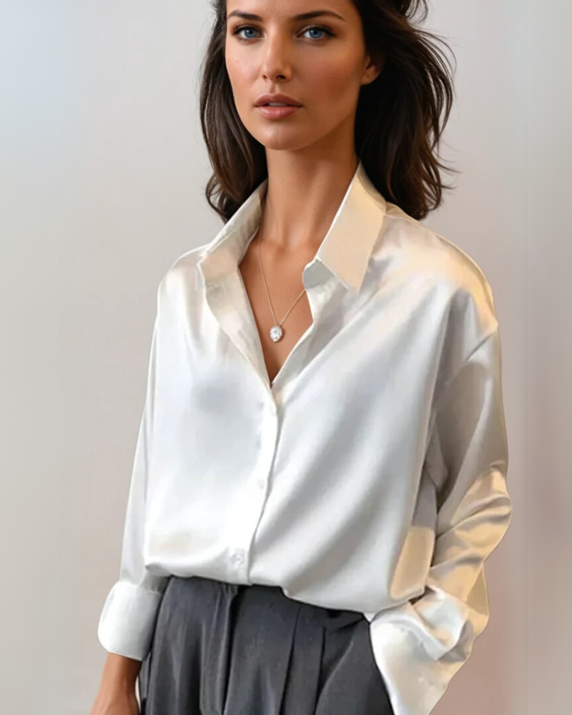 Damen Bluse Satin Elegante Passform 3