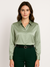Damen Bluse Satin Knopfverschluss Elegant 11