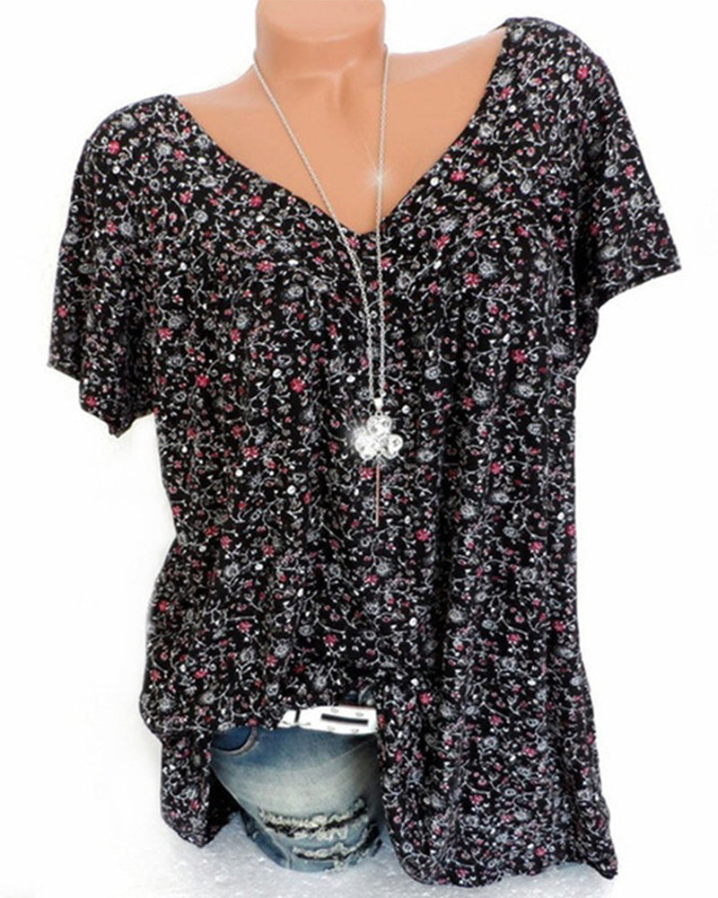 Damen Bluse V-Ausschnitt Kurzarm Leicht 0