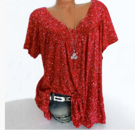 Damen Bluse V-Ausschnitt Kurzarm Leicht 10