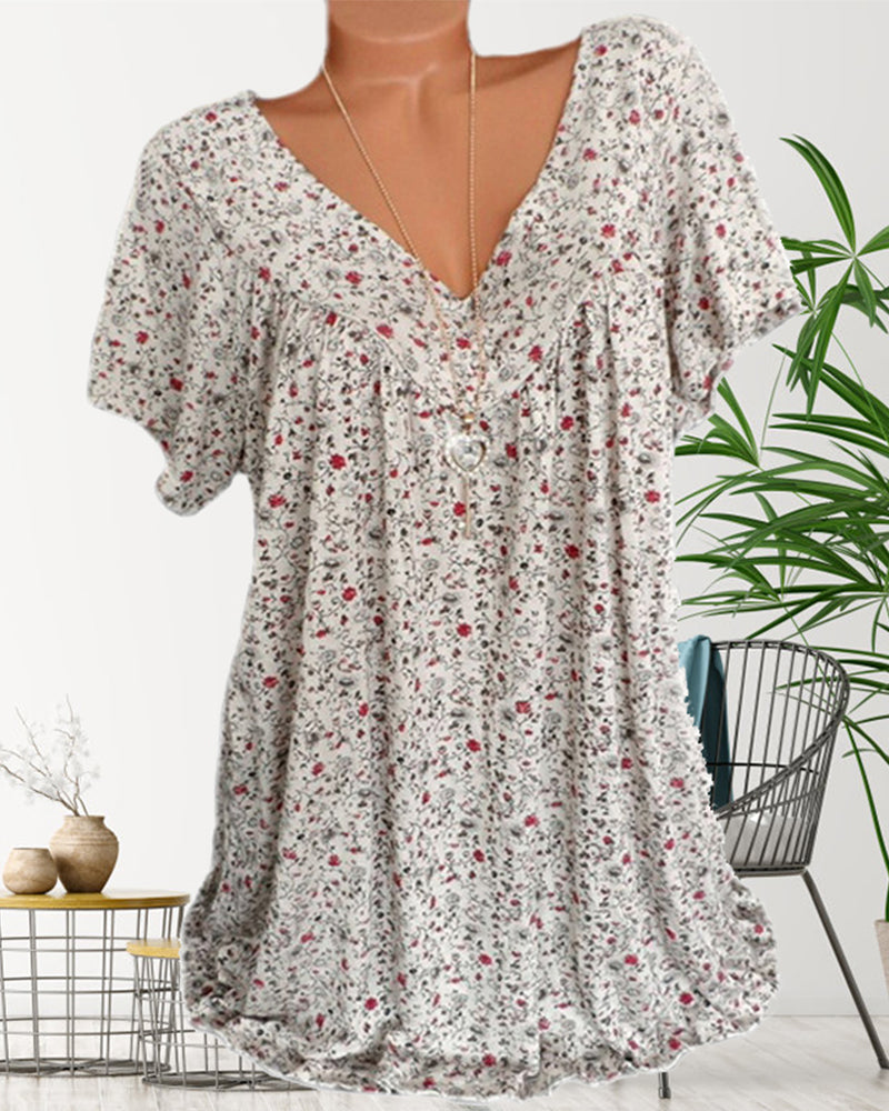 Damen Bluse V-Ausschnitt Kurzarm Leicht 1
