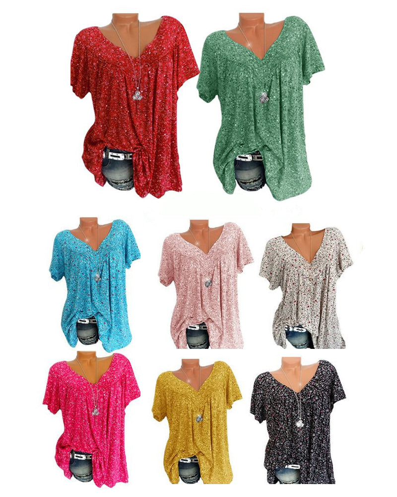 Damen Bluse V-Ausschnitt Kurzarm Leicht 2