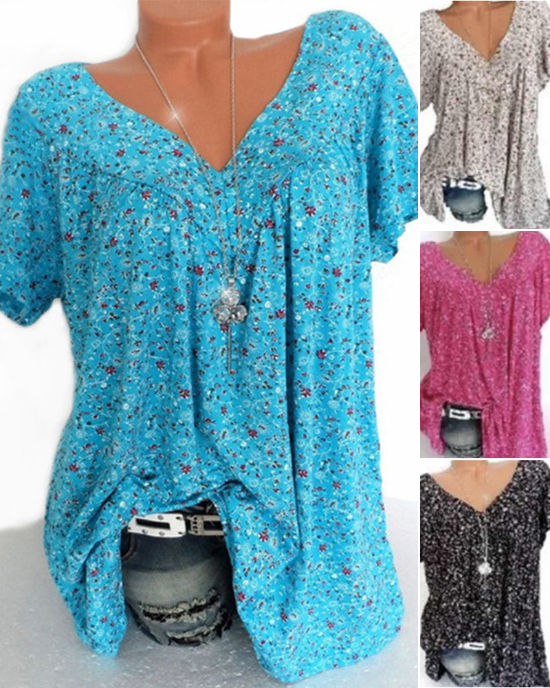 Damen Bluse V-Ausschnitt Kurzarm Leicht 3