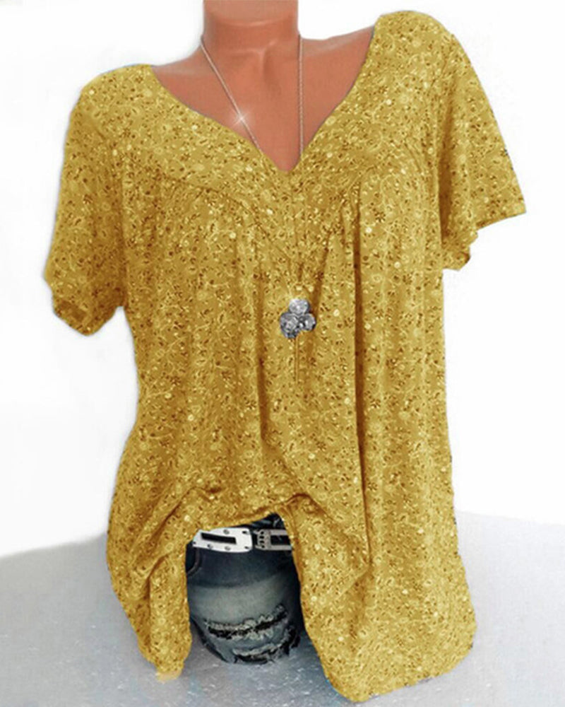 Damen Bluse V-Ausschnitt Kurzarm Leicht 7