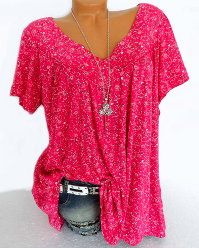 Damen Bluse V-Ausschnitt Kurzarm Leicht 8