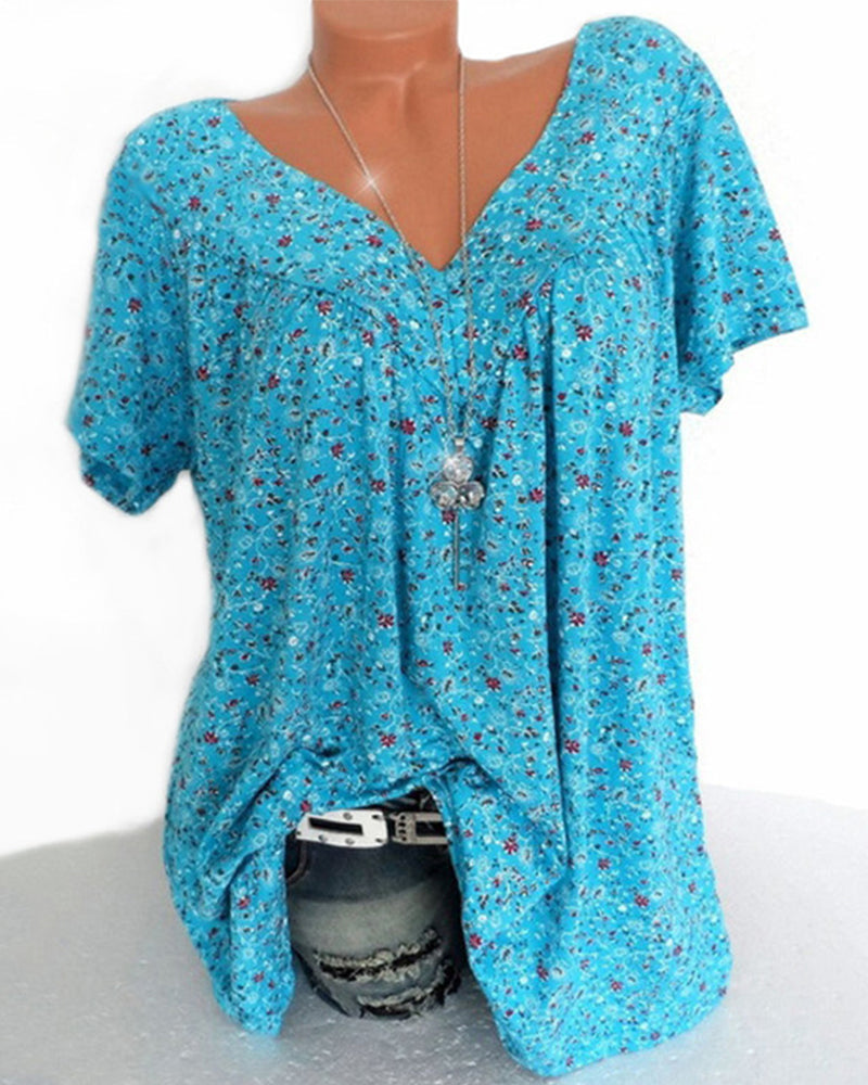 Damen Bluse V-Ausschnitt Kurzarm Leicht 9