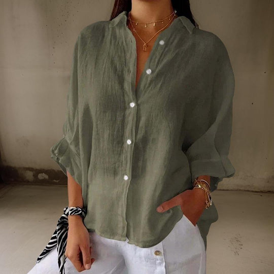 Damen Bluse Zeitlos Baumwollmischung 7