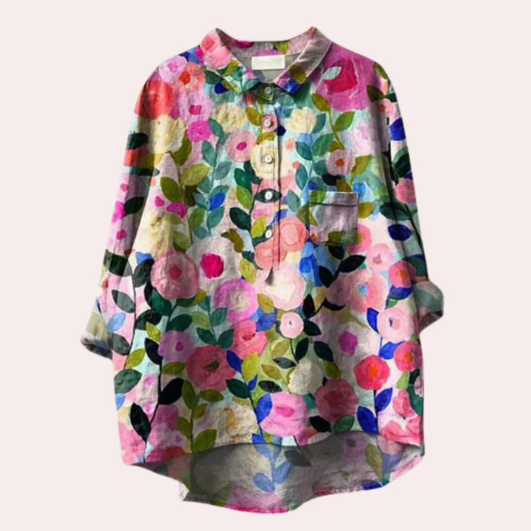 Damen Bluse mit Blumendruck Sommerlich Leicht 2