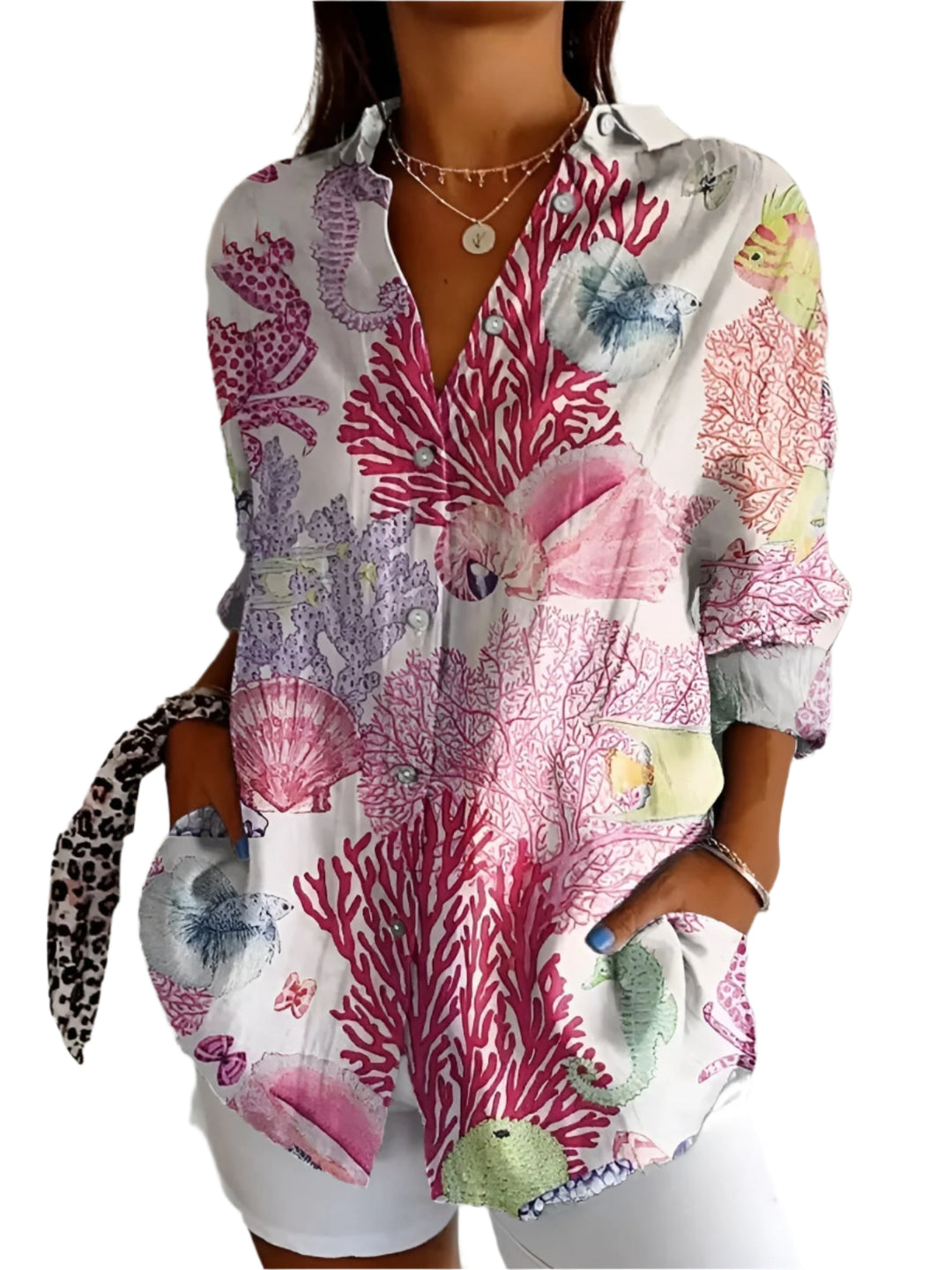 Damen Bluse mit Blumenmuster und lässigem Schnitt 0
