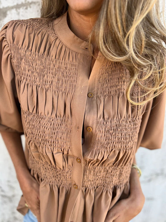 Damen Bluse mit Falten und entspannter Passform 3