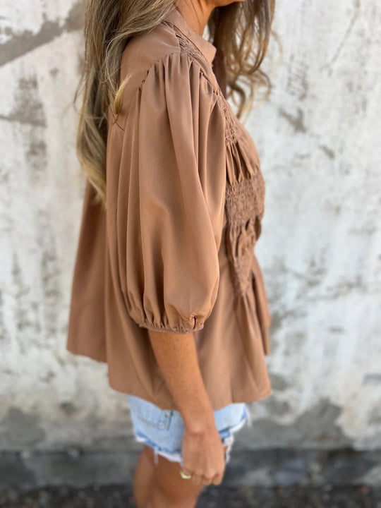 Damen Bluse mit Falten und entspannter Passform 4