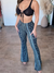 Damen Boho Druck Skinny Hosen mit Flared Beinen 1