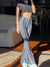Damen Boho Druck Skinny Hosen mit Flared Beinen 6