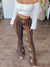 Damen Boho Druck Skinny Hosen mit Flared Beinen 7