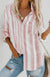 Damen Button-Up Oberteil Gestreift Leinen Mischung 6