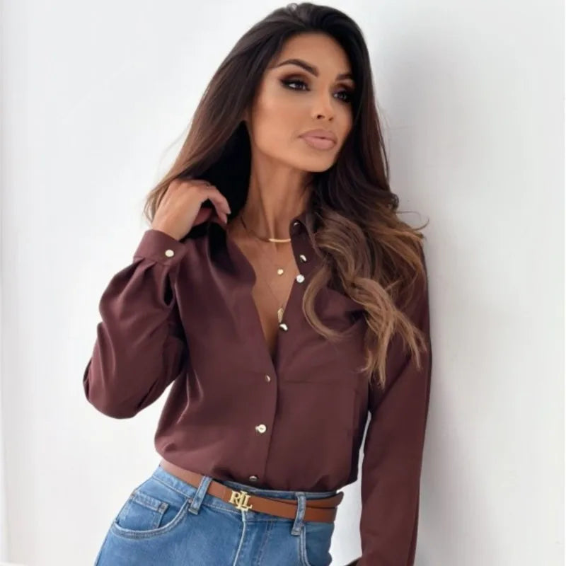 Damen Button Down Hemd mit elegantem Knoten 5