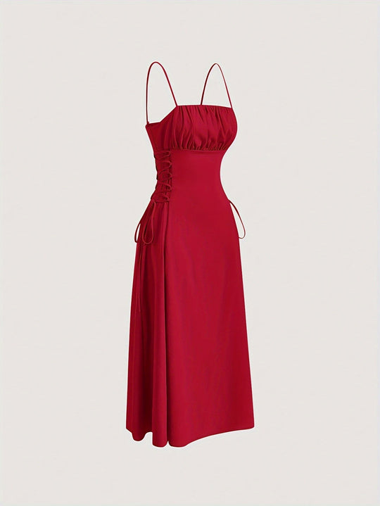 Damen Cami-Kleid Raffung Hochwertiger Stoff für Abendveranstaltungen 1