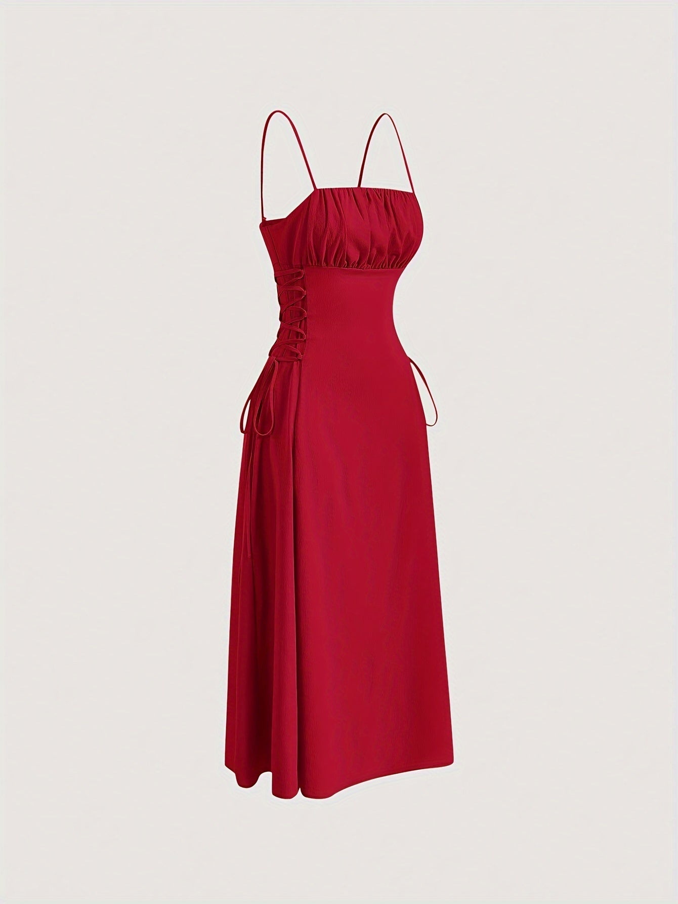 Damen Cami-Kleid Raffung Hochwertiger Stoff für Abendveranstaltungen 1