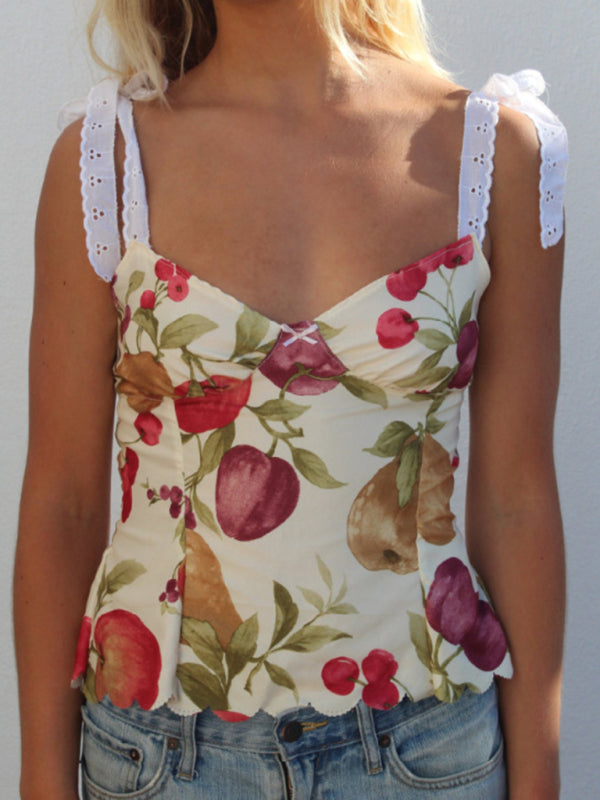 Damen Cami Top V-Ausschnitt Bohemian Druck Polyester 5