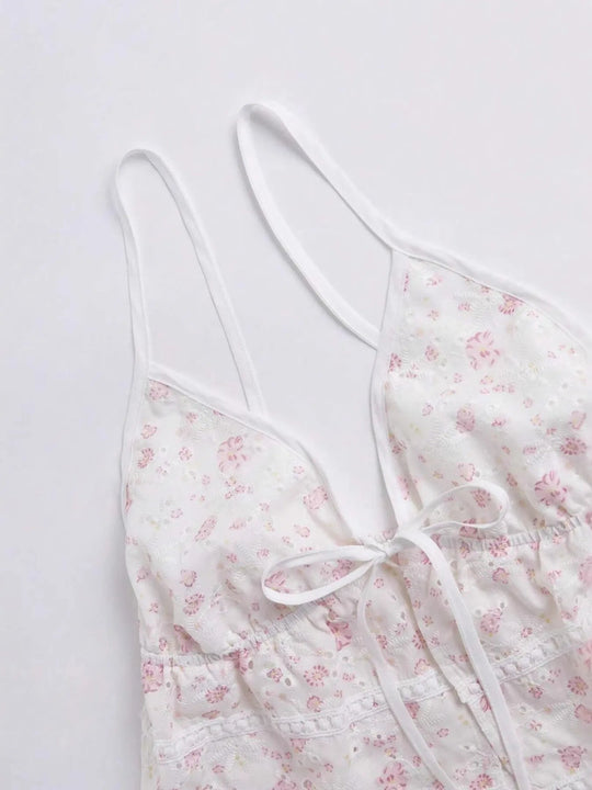 Damen Cami mit floralem Druck und gebundenem Vorderteil 2