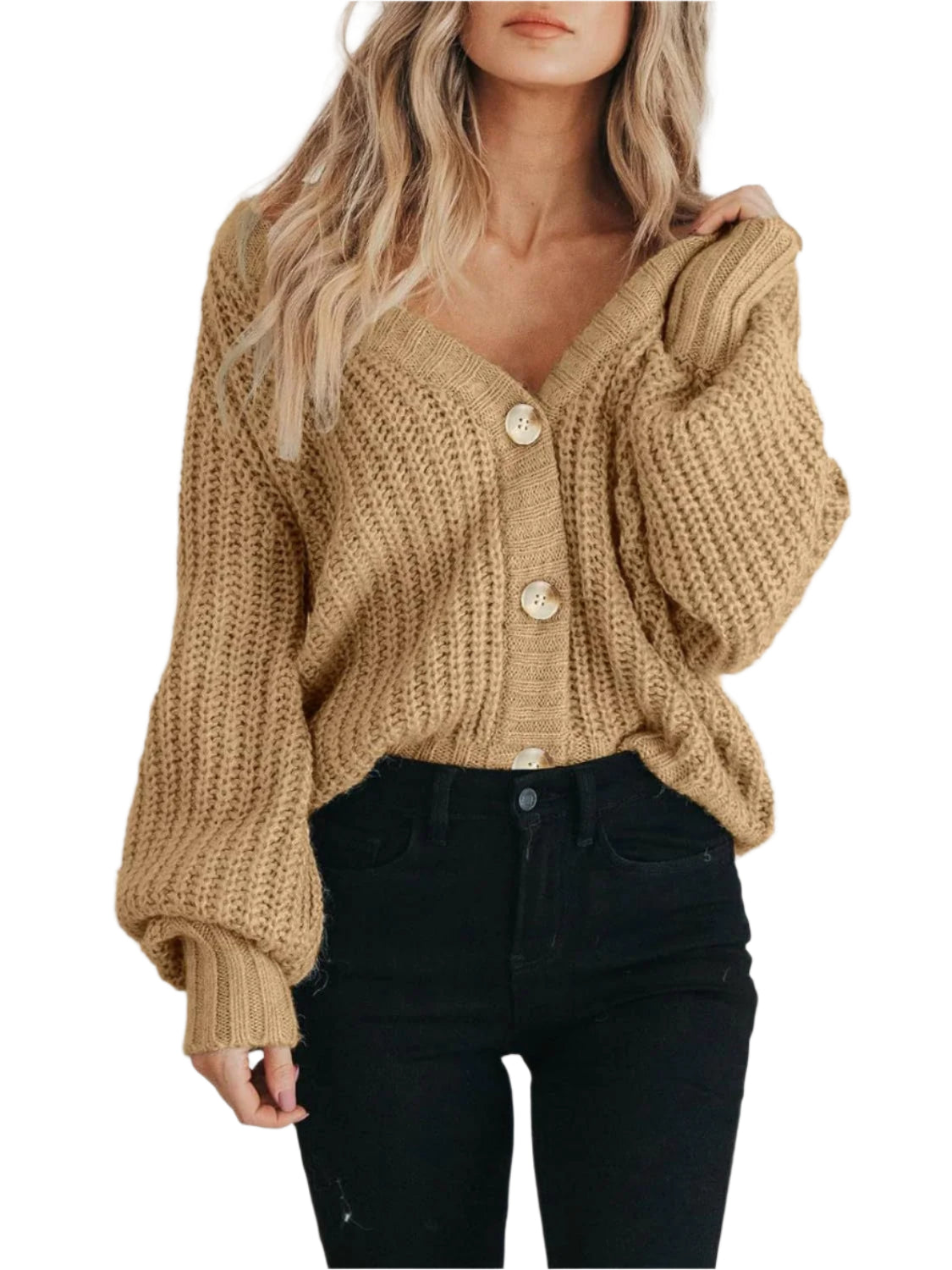 Damen Cardigan mit Knopfleiste und langen Ärmeln aus Polyester 0