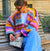 Damen Cardigan mit Regenbogenstreifen und Karomuster 0