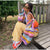 Damen Cardigan mit Regenbogenstreifen und Karomuster 2