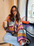 Damen Cardigan mit Regenbogenstreifen und Karomuster 5