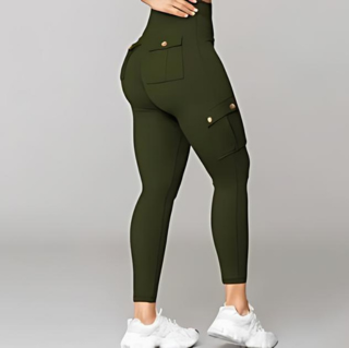 Damen Cargo Hose Hohe Taille Slim Fit Hochwertiger Stoff 10