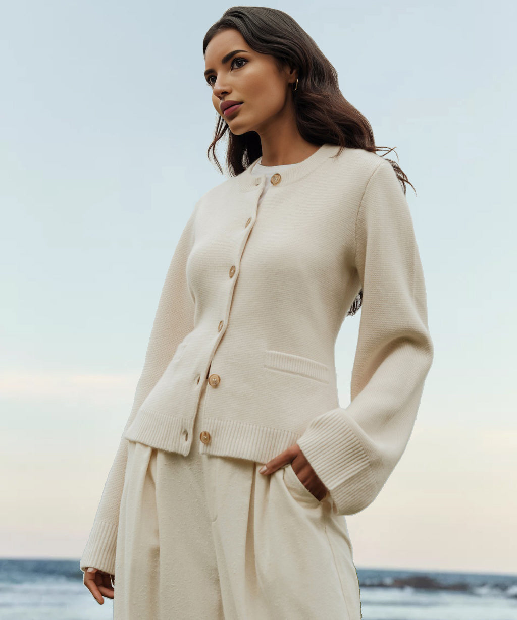 Damen Cashmere Cardigan mit Knöpfen 1