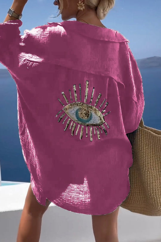 Damen Casual Shirt mit Alziendem Auge 8