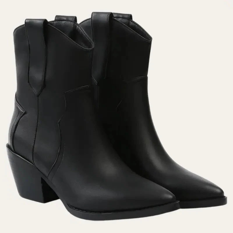 Damen Cowboylaarzen Kurze Stiefel Imitationsleder Moderner Westernstil 2