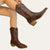 Damen Cowboystiefel Traditioneller Westernstil Leder Braun 2