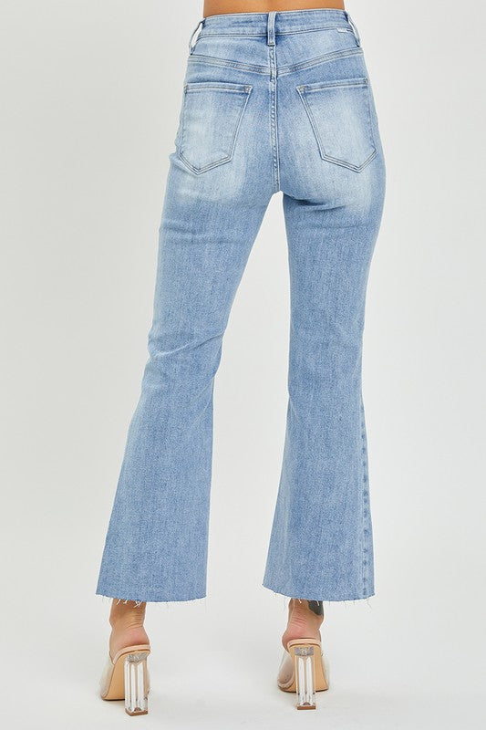 Damen Crop Flare Hose mit hohem Bund aus leichtem Denim 4
