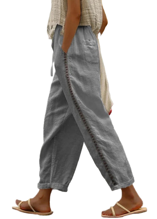 Damen Crop Hose mit elastischem Bund 2
