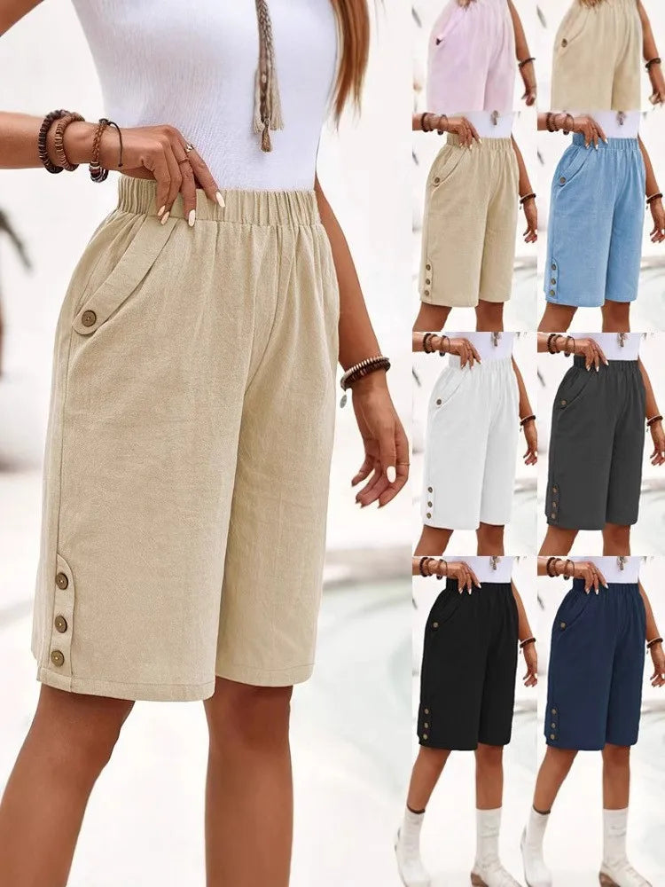 Damen Cropped Pants Gerade Geschnittene Stoffhose für Freizeit und Alltag 0