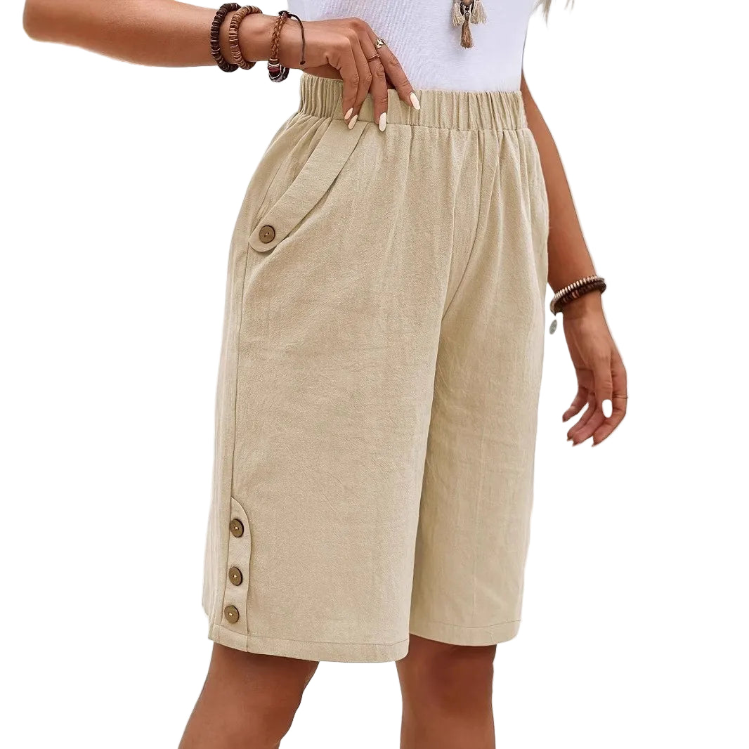Damen Cropped Pants Gerade Geschnittene Stoffhose für Freizeit und Alltag 3