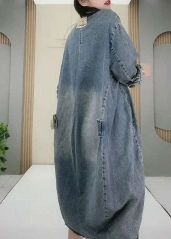 Damen Denim-Partykleid mit Peter Pan Kragen 2