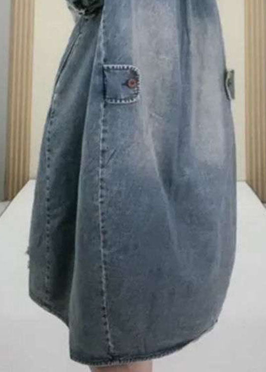 Damen Denim-Partykleid mit Peter Pan Kragen 4