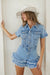 Damen Denim Overall mit Knopfleiste und Fransen 7