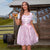 Damen Dirndlkleid mit Spitzenschürze und Bluse in Rosa 1