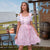 Damen Dirndlkleid mit Spitzenschürze und Bluse in Rosa 2
