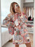 Damen Dünner Steppmantel Rundhalsausschnitt Floral Polyester 3
