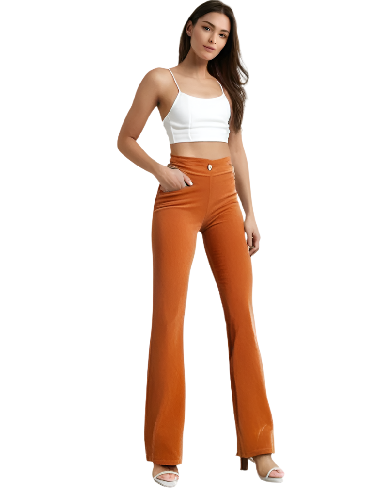 Damen Flared Hose Hohe Taille Bio-Corduroy 0