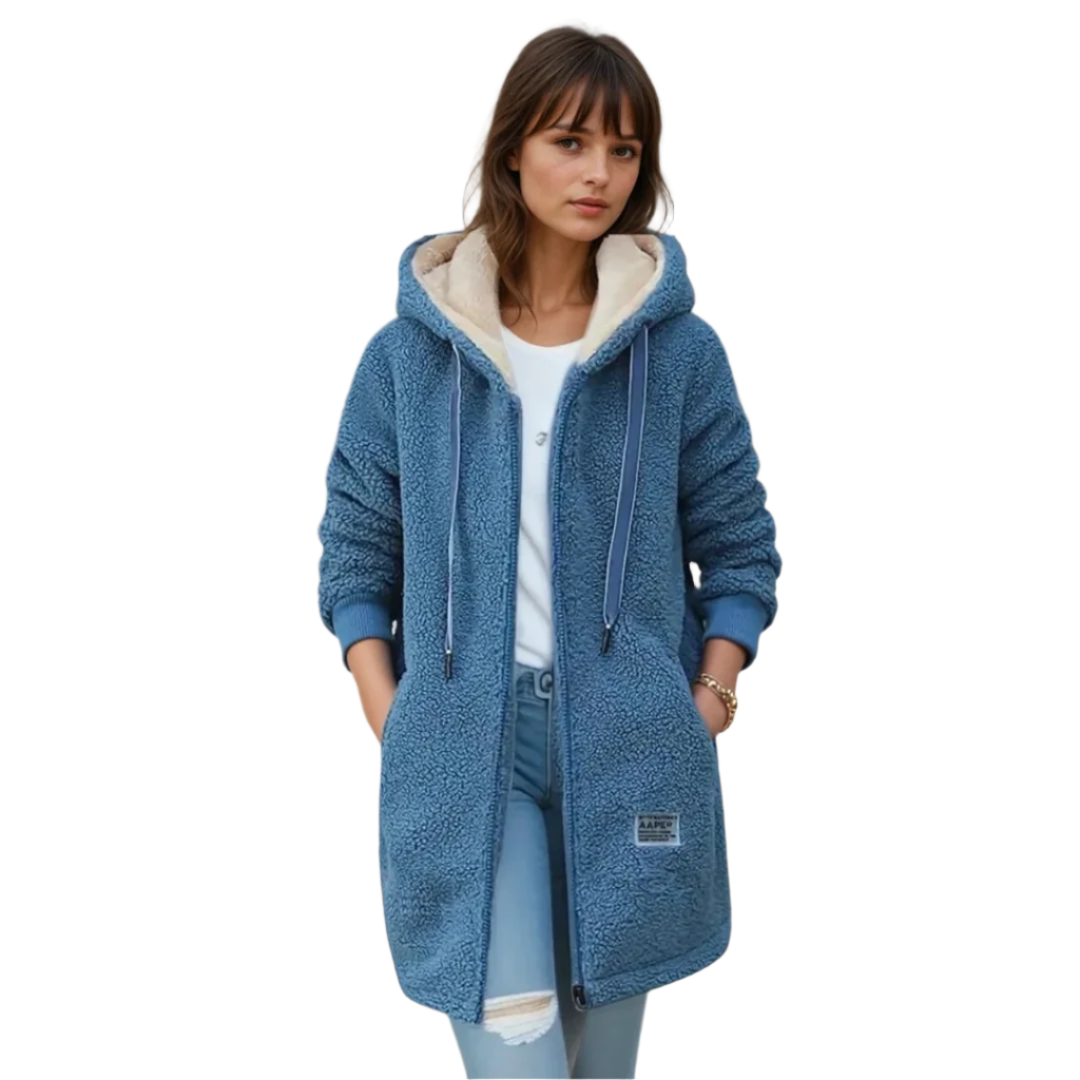 Damen Fleecejacke Oversized mit Sherpa-Futter 0