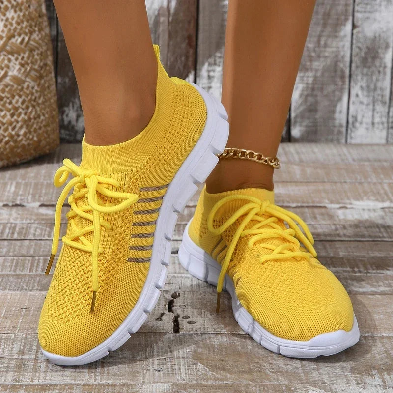 Damen Freizeit Sneakers Atmungsaktiv Mesh Leicht 14