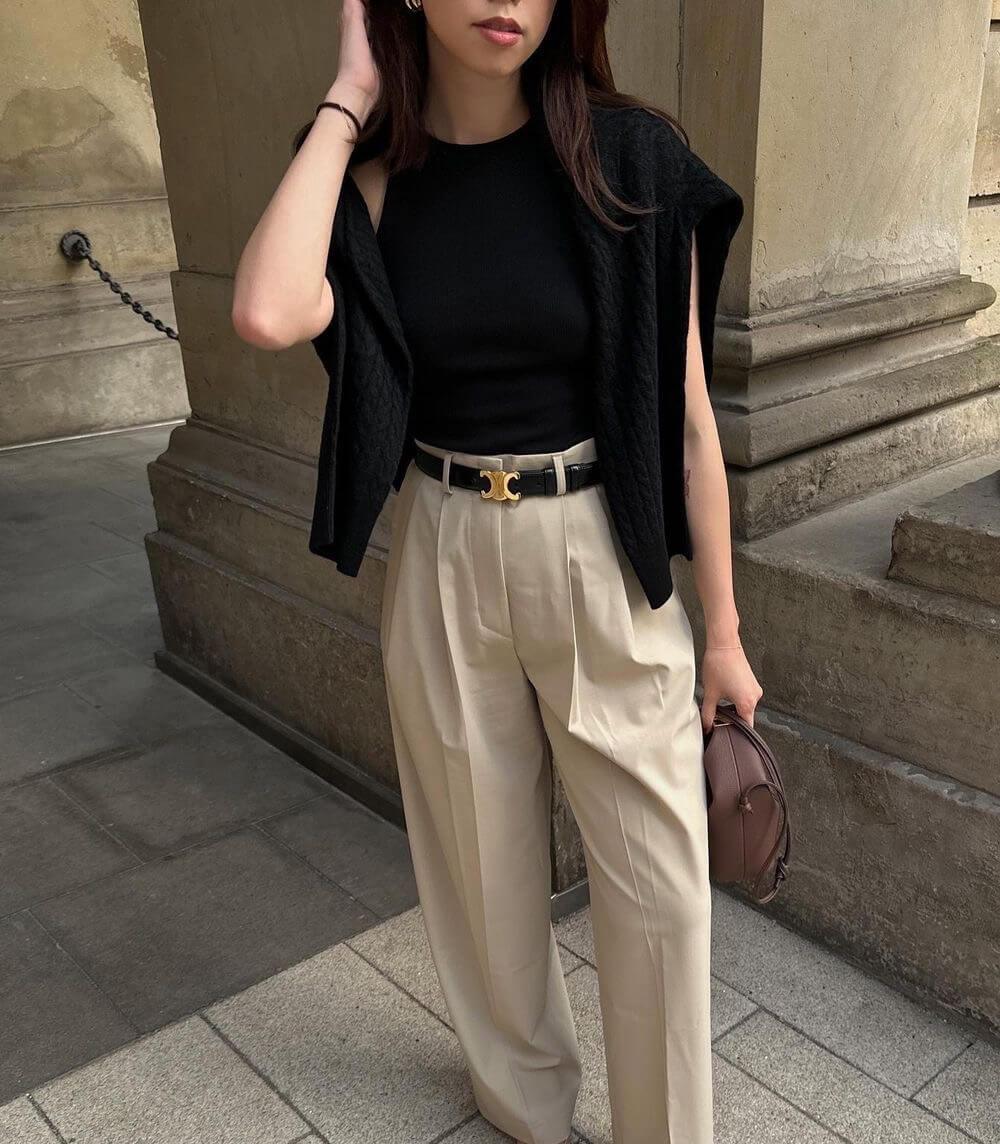 Damen Gürtel Verstellbar Leder Mit Goldakzent 5