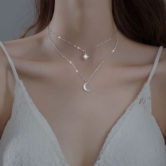 Damen Halskette Doppelmond Romantisch Design für besondere Anlässe 0