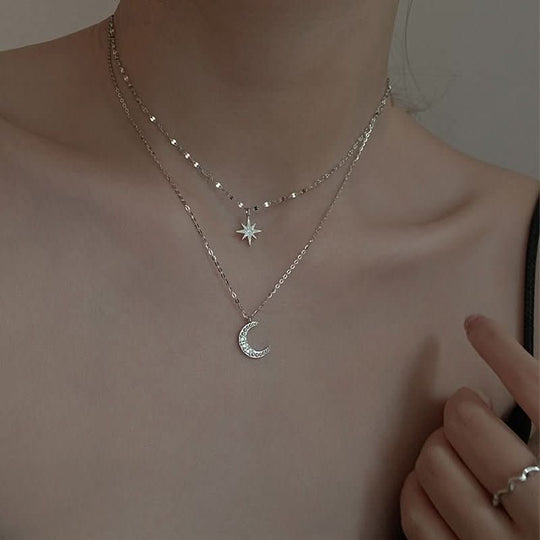 Damen Halskette Doppelmond Romantisch Design für besondere Anlässe 3