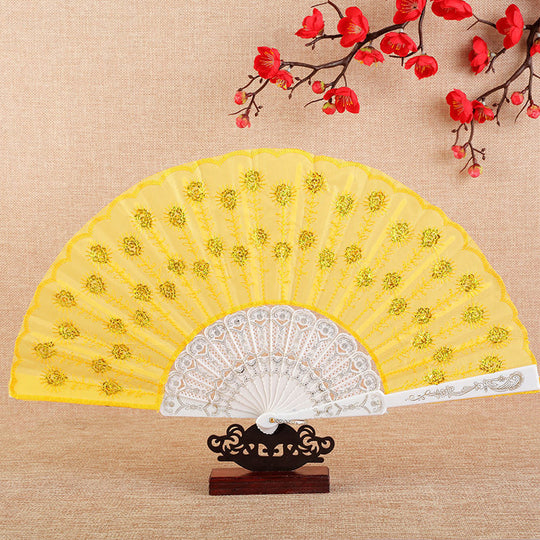 Damen Handfächer Klassisch Faltbar 11
